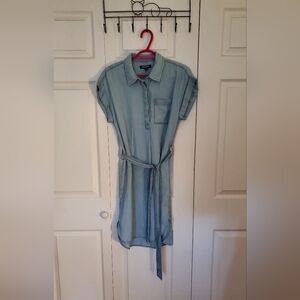 Joe Fresh Light Blue Half Button Dress With Belt
